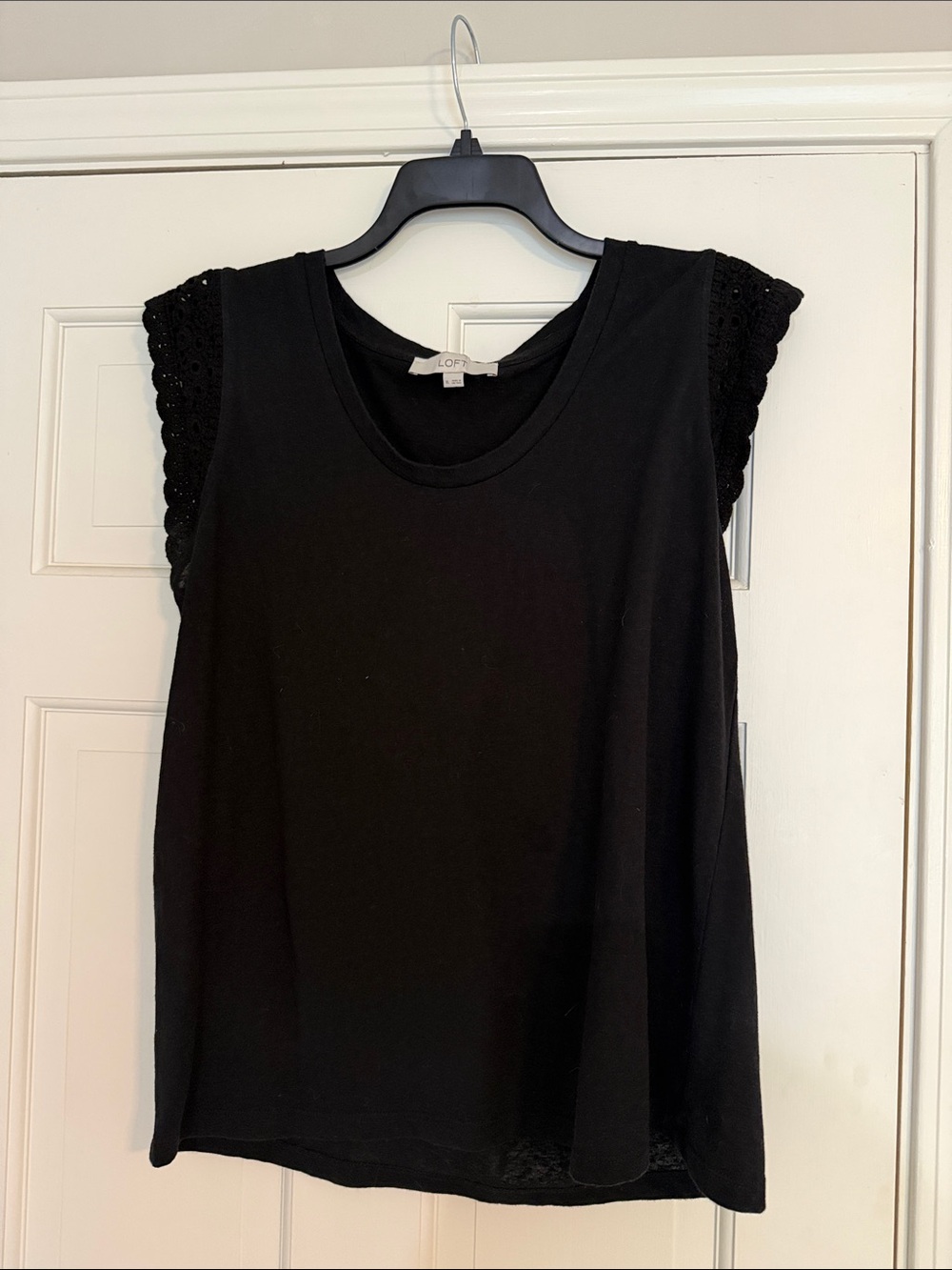 LOFT Black Crochet Cap Sleeve Tank